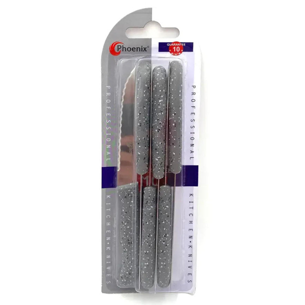 Phoenix 6-Pcs 11cm Marble Kitchen Fruit Knives Simple Design – Grey